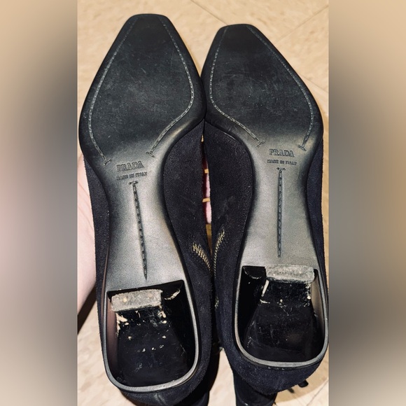 Prada Suede Moto Boots with Kitten Heels in Black size 37.5 - Picture 11 of 16